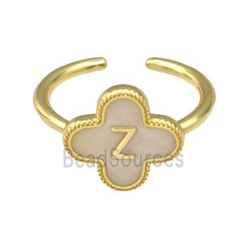 Copper Clover Rings Letter-Z Painted Gold Plated