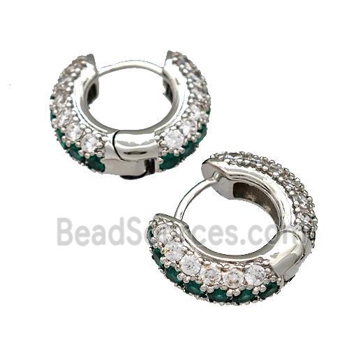 Copper Hoop Earring Micro Pave Zirconia Platinum Plated