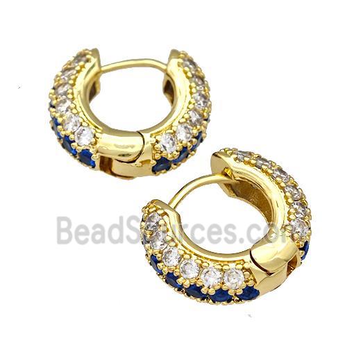 Copper Hoop Earring Micro Pave Zirconia Gold Plated