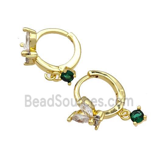 Copper Butterfly Hoop Earrings Pave Zircon Gold Plated