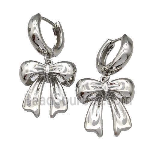 Copper Bow Hoop Earrings Platinum Plated