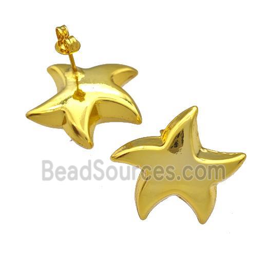 Copper Starfish Stud Earrings Gold Plated