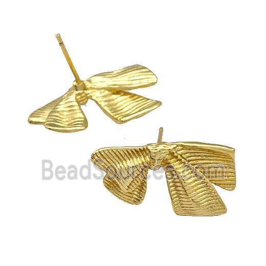 Copper Bow Stud Earrings Gold Plated