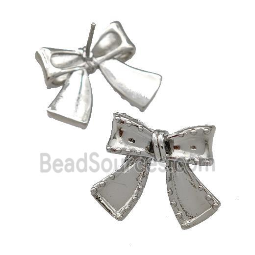 Copper Bow Stud Earrings Platinum Plated