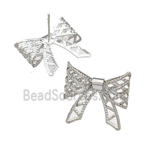 Copper Bow Stud Earrings Platinum Plated