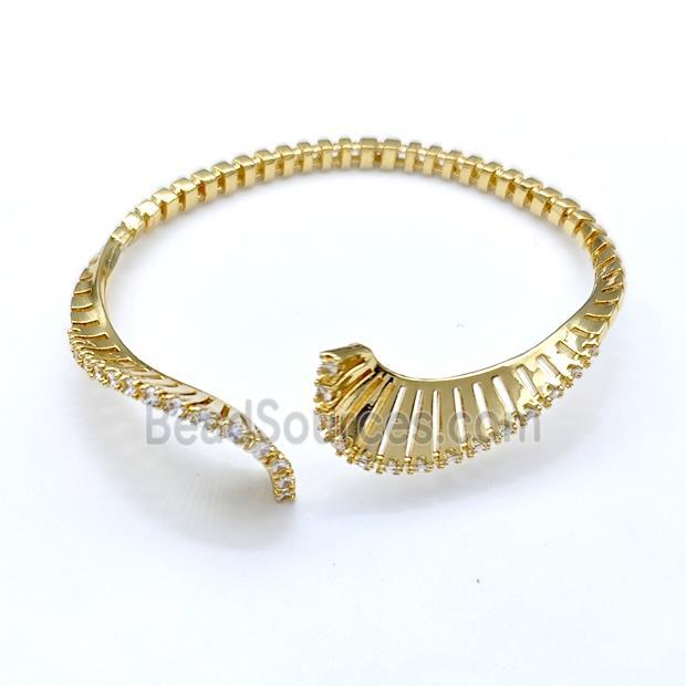 Copper Bangle Pave Zircon Mobius Belt Gold Plated