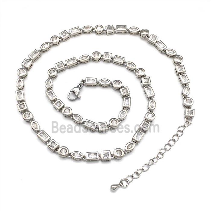 Copper Necklaces Pave Zircon Platinum Plated