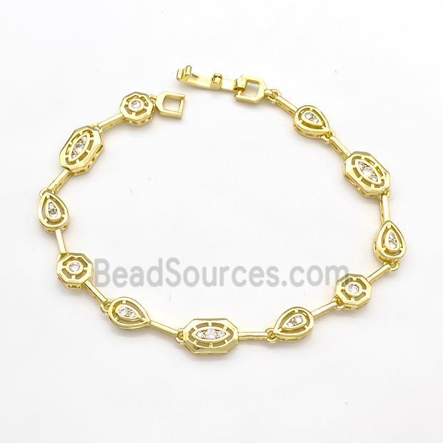 Copper Bracelets Pave Zircon Gold Plated