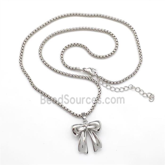 Copper Necklaces Bow Platinum Plated