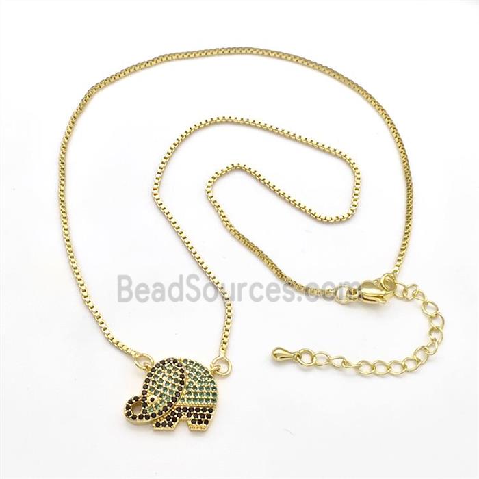 Copper Elephant Necklaces Pave Zirconia Gold Plated