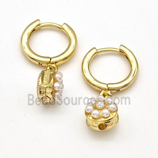 Copper Hoop Earrings Pave Pearlized Resin Gold Plated