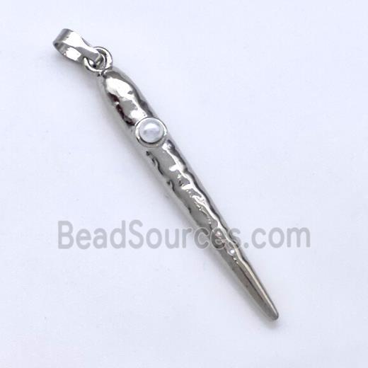 Copper Spike Pendant Pave Pearlized Resin Platinum Plated