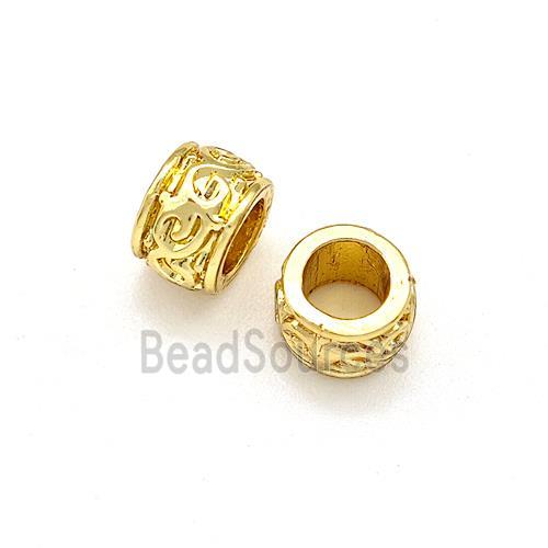 Copper Rondelle Beads Large Hole Gold Plated
