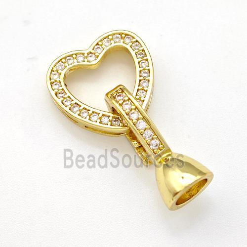 Copper Clasp Pave Zirconia Heart Gold Plated