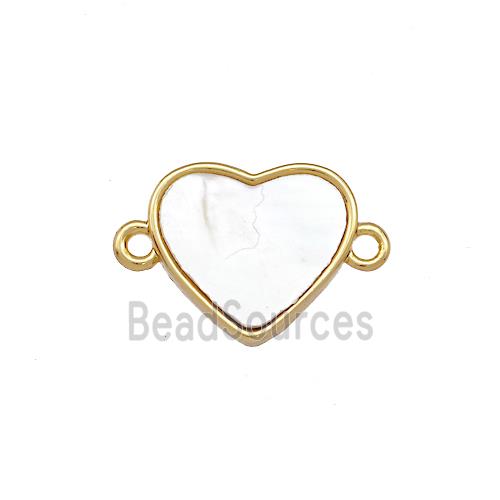 Copper Heart Connector Pave Shell 18K Gold Plated