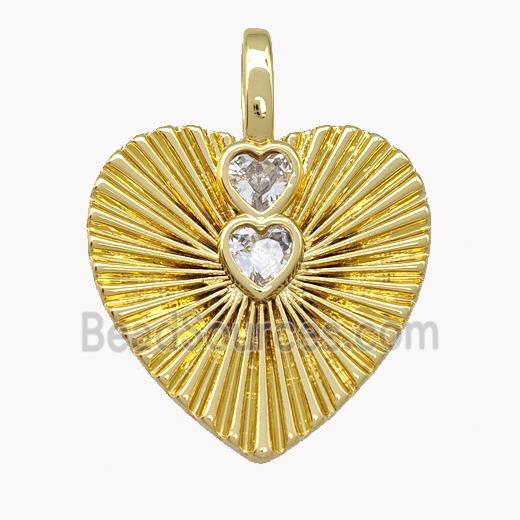 Copper Heart Pendant Pave Zirconia Gold Plated