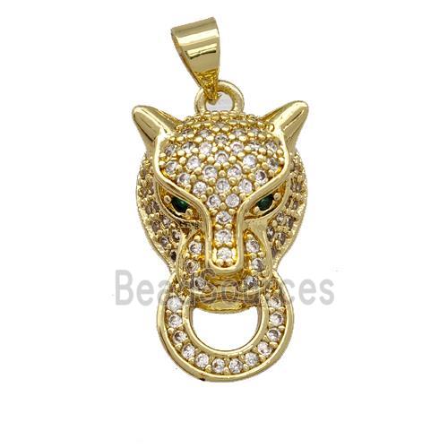 Copper Leopard Pendant Pave Zirconia Gold Plated