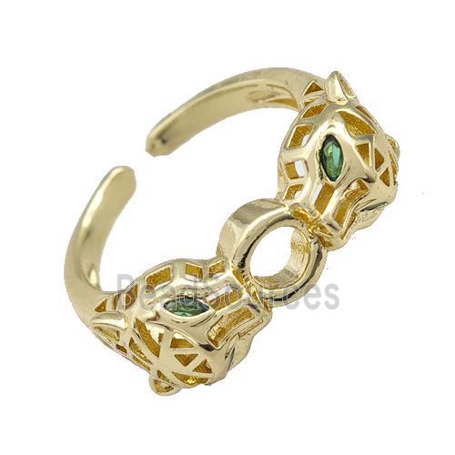 Copper Leopard Rings Micro Pave Zirconia Gold Plated