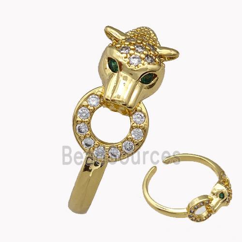 Copper Leopard Rings Micro Pave Zirconia Gold Plated