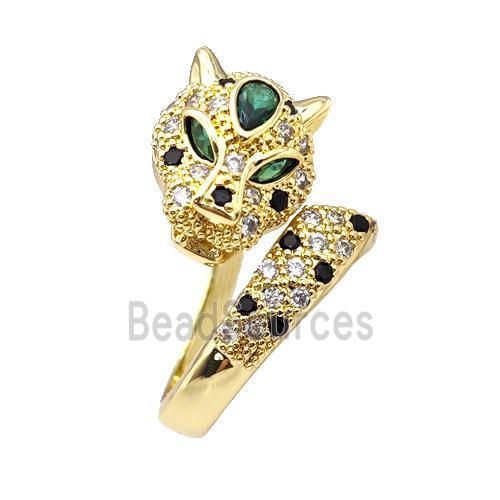 Copper Leopard Rings Micro Pave Zirconia Gold Plated