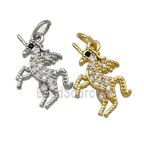 Copper Unicorn Pendant Pave Zirconia Mixed