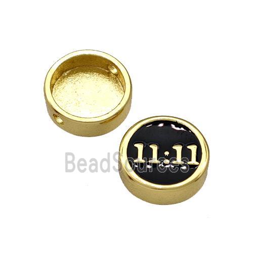 Copper Button Beads Double Eleven 11 Black Enamel Gold Plated