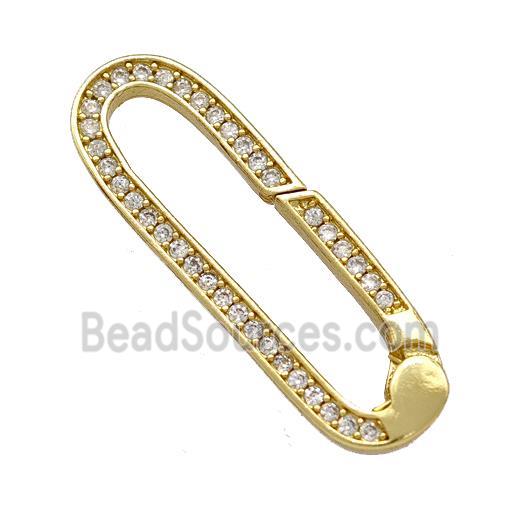 Copper Carabiner Clasp Micro Pave Zirconia Gold Plated