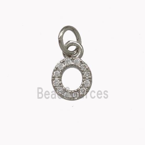 Copper Letter-O Pendant Pave Zirconia Platinum Plated