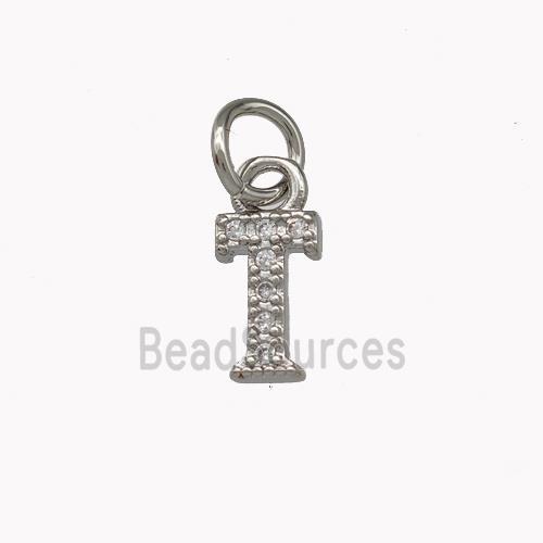 Copper Letter-I Pendant Pave Zirconia Platinum Plated