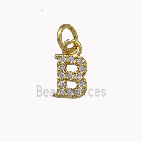 Copper Letter-B Pendant Pave Zirconia Gold Plated