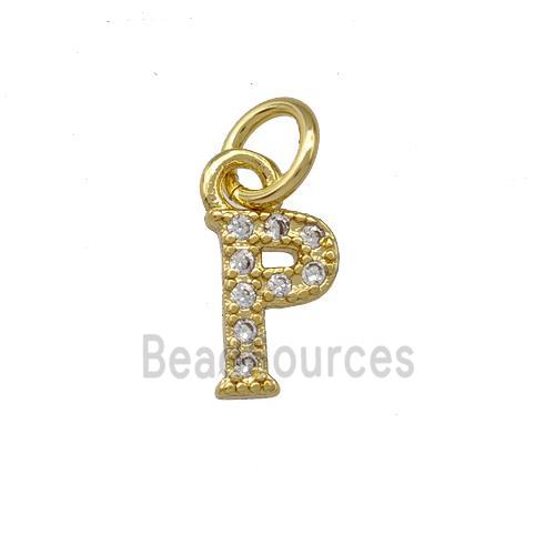 Copper Letter-P Pendant Pave Zirconia Gold Plated