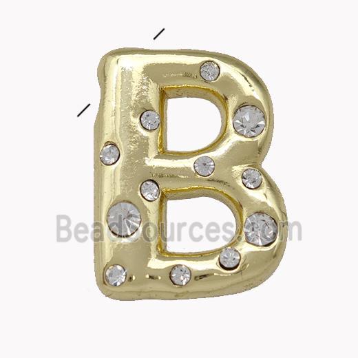 Copper Pendant Pave Zirconia Letter-B Gold Plated