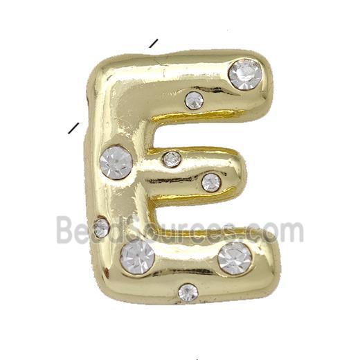 Copper Pendant Pave Zirconia Letter-E Gold Plated