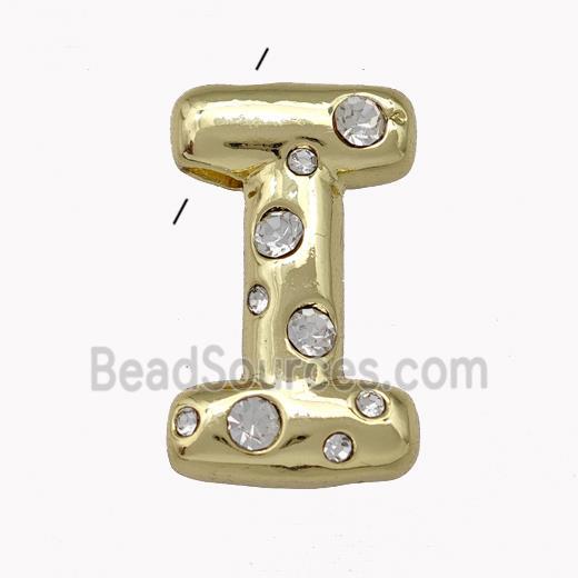 Copper Pendant Pave Zirconia Letter-I Gold Plated