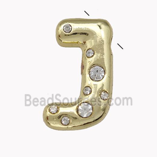 Copper Pendant Pave Zirconia Letter-J Gold Plated