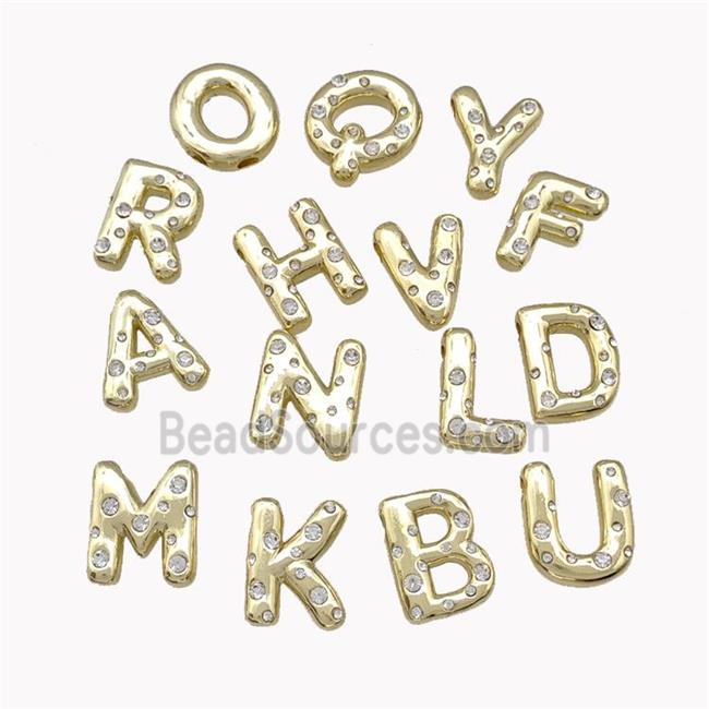 Copper Alphabet Pendant Pave Zirconia Mixed Letters Gold Plated