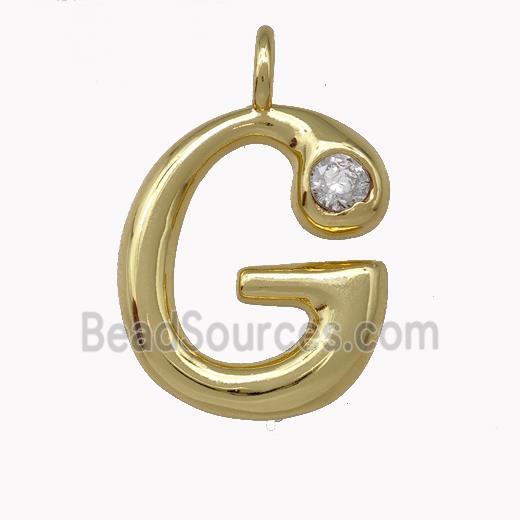 Copper Pendant Pave Zirconia Letter-G Gold Plated