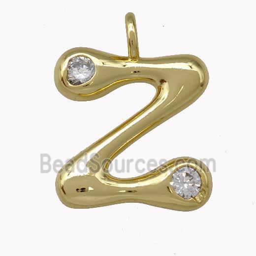 Copper Pendant Pave Zirconia Letter-Z Gold Plated