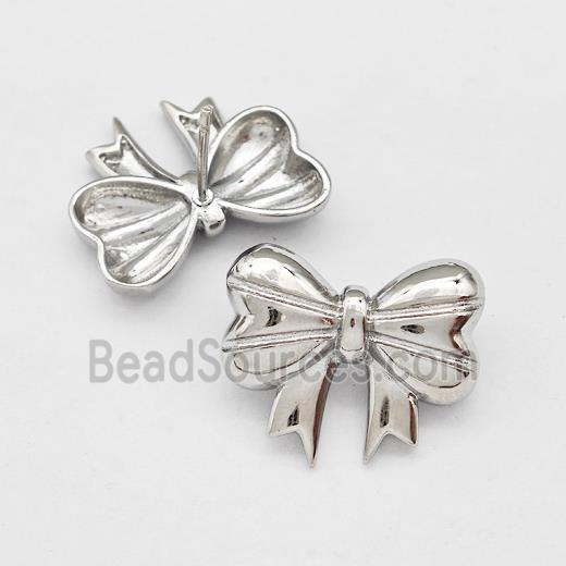 Copper Bow Stud Earrings Platinum Plated