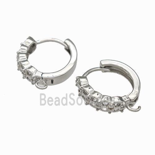 Copper Hoop Earrings Pave Zirconia Platinum Plated