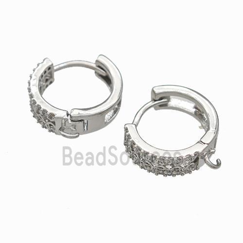 Copper Hoop Earrings Pave Zirconia Platinum Plated