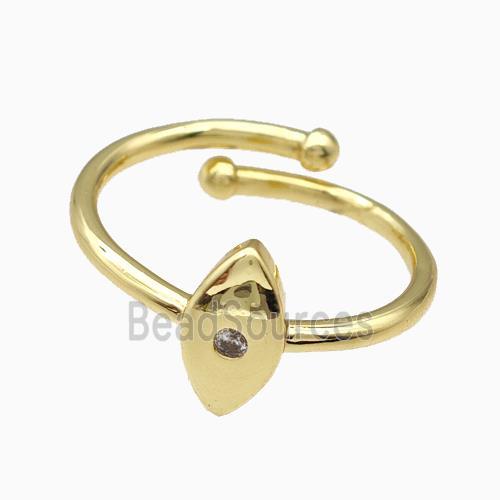 Copper Eye Rings Pave Zirconia Gold Plated