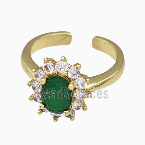 Copper Flower Rings Pave Zirconia Gold Plated