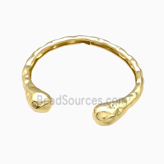 Copper Snake Bangle Hammered Gold Plated