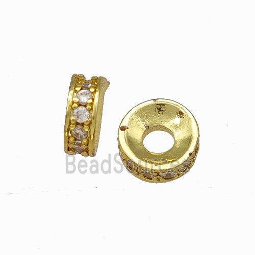 Copper Heishi Spacer Beads Pave Zirconia Gold Plated