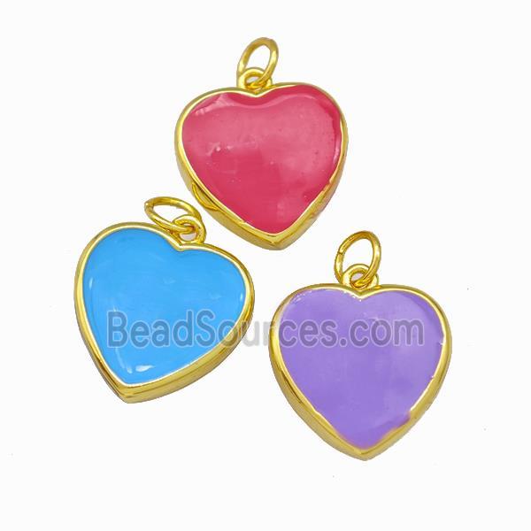 Copper Heart Pendant Enamel Gold Plated Mixed