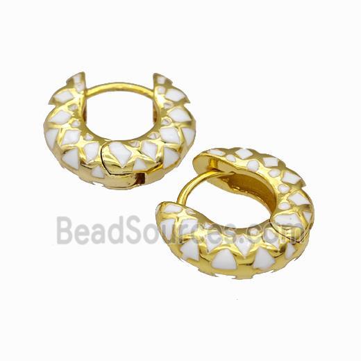 Copper Hoop Earring White Enamel Gold Plated