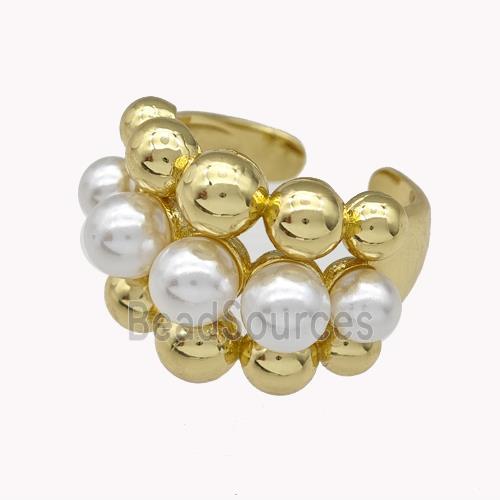 Copper Rings Pave Zirconia Pearlized Resin Gold Plated