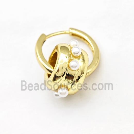 Copper Hoop Earrings Rondelle Pave Pearlized Resin Gold Plated