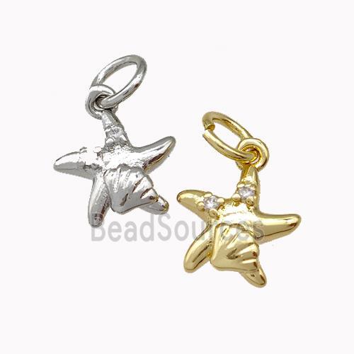 Copper StarFish Pendant Pave Zirconia Mixed